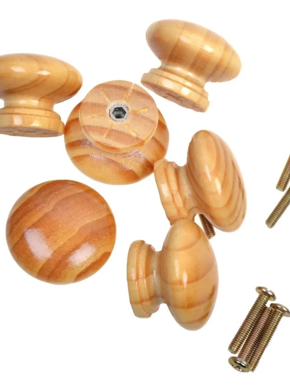 Cosmos 6 PCS Round Mushroom Shape Wooden Cabinet Knobs Drawer Pulls